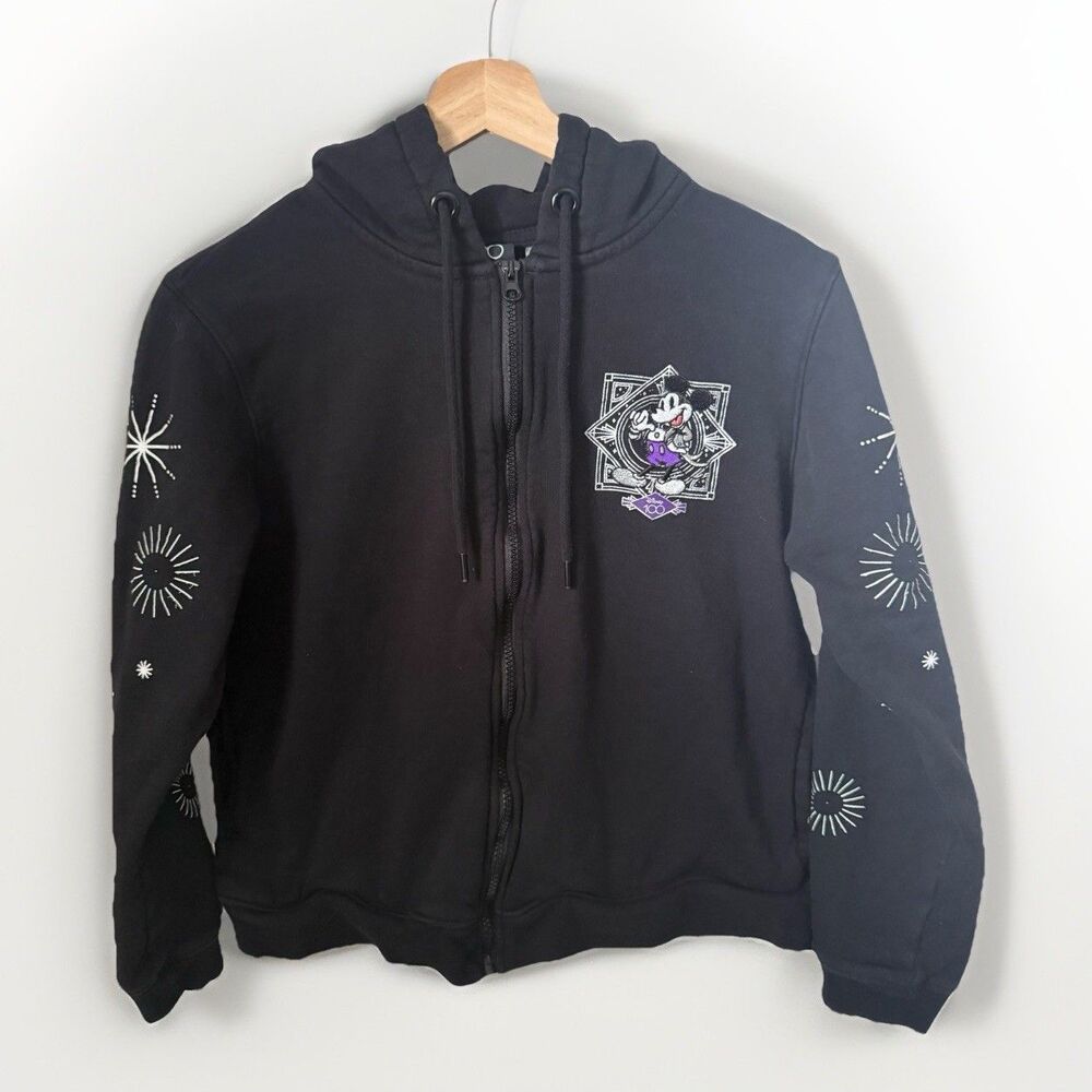 Disney Sweatshirt Womens XS Black 100th Anniversary Zip Hoodie Mickey Mouse